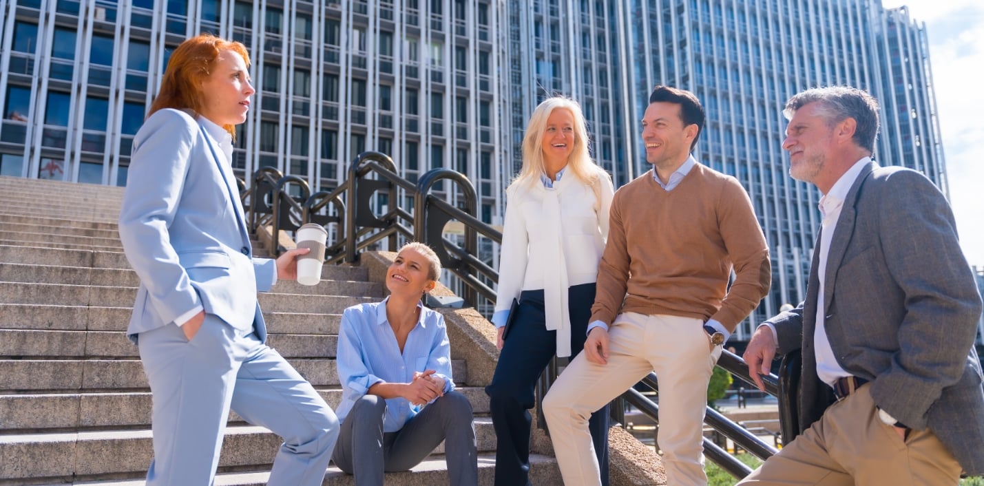 The Moneta team outside the office
